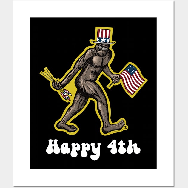 Happy 4th Bigfoot Wall Art by Art from the Blue Room